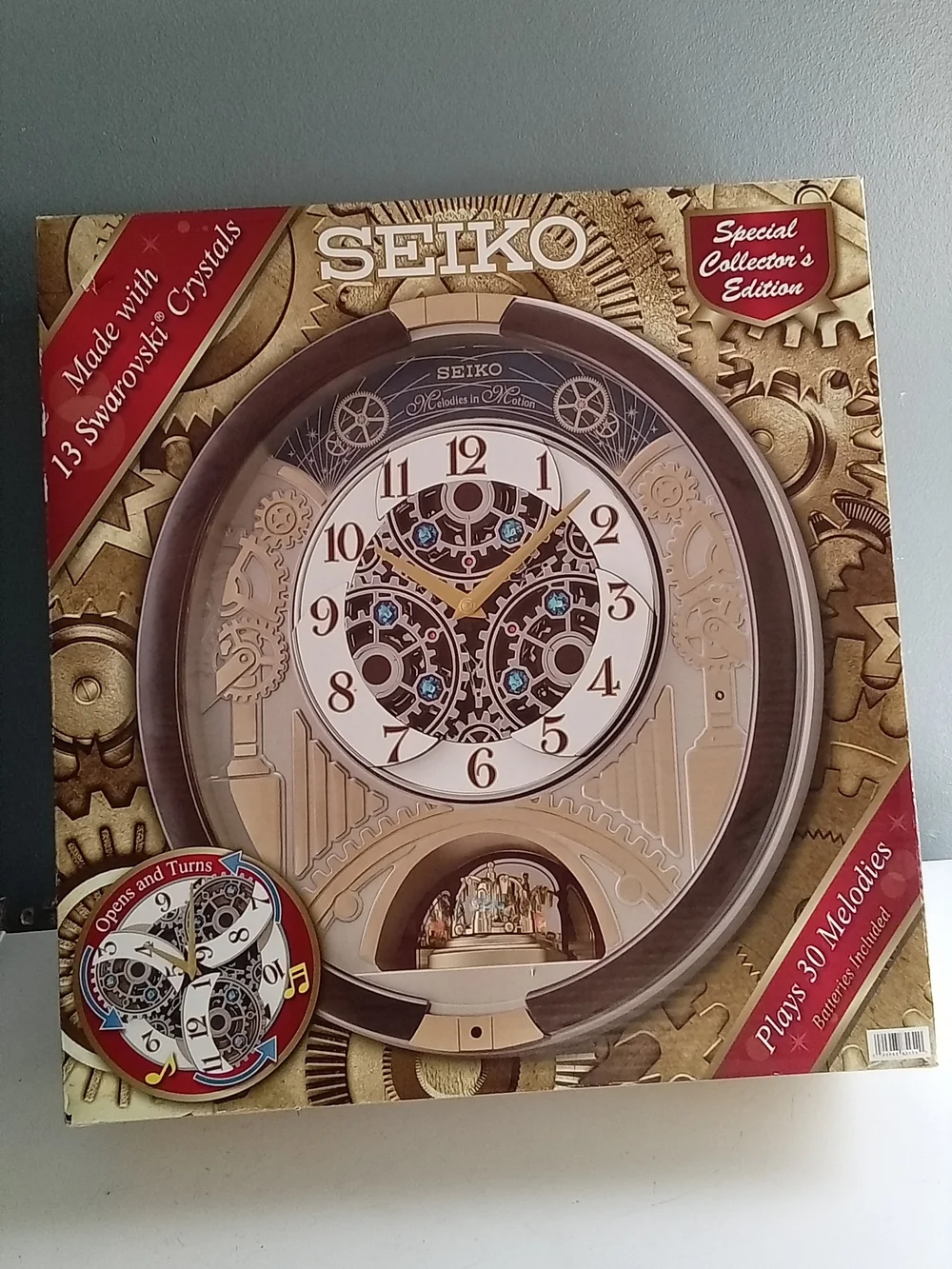 Seiko Melodies in Motion Wall Clock QXM386BRH Swarovski Crystals 30 Melodies NEW